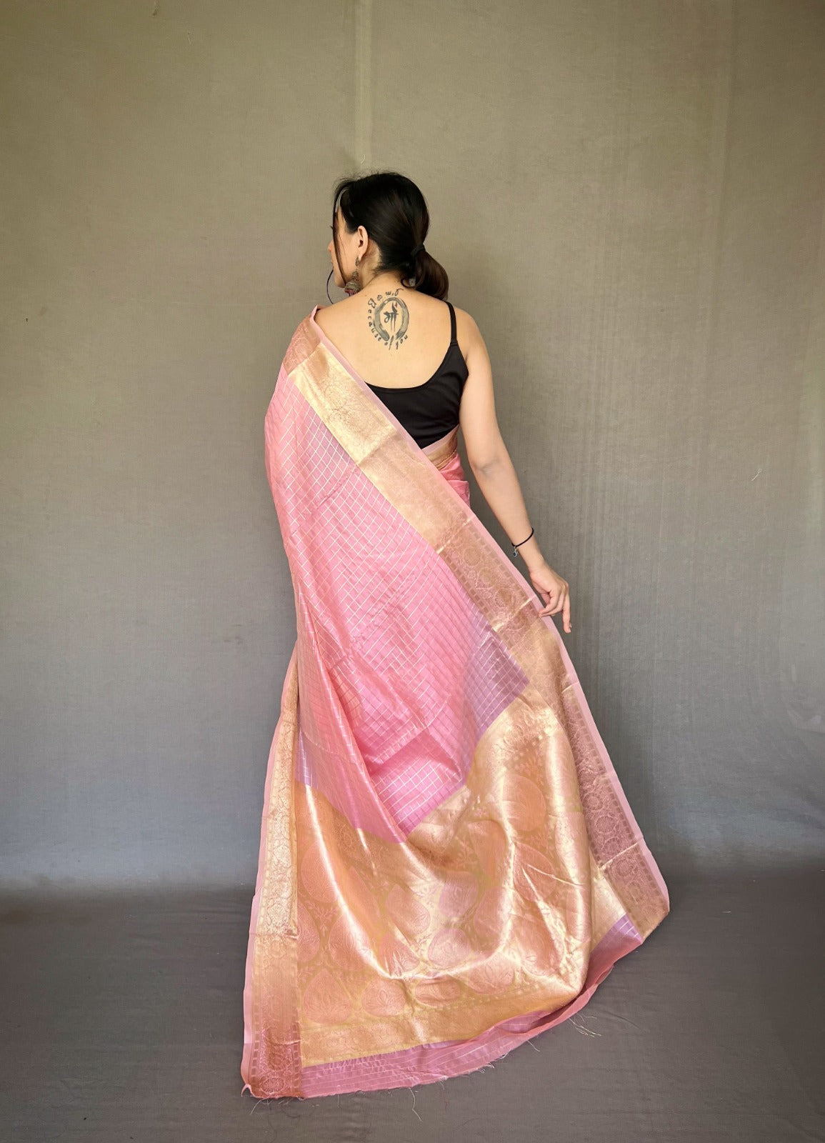 Beautiful Designer Organza Checks Saree