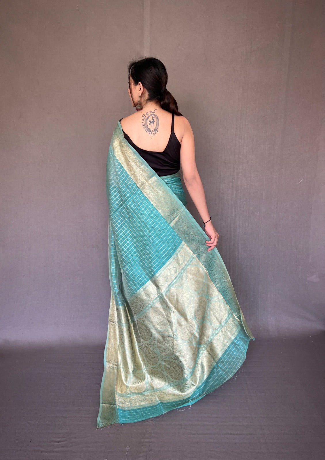 Beautiful Designer Organza Checks Saree