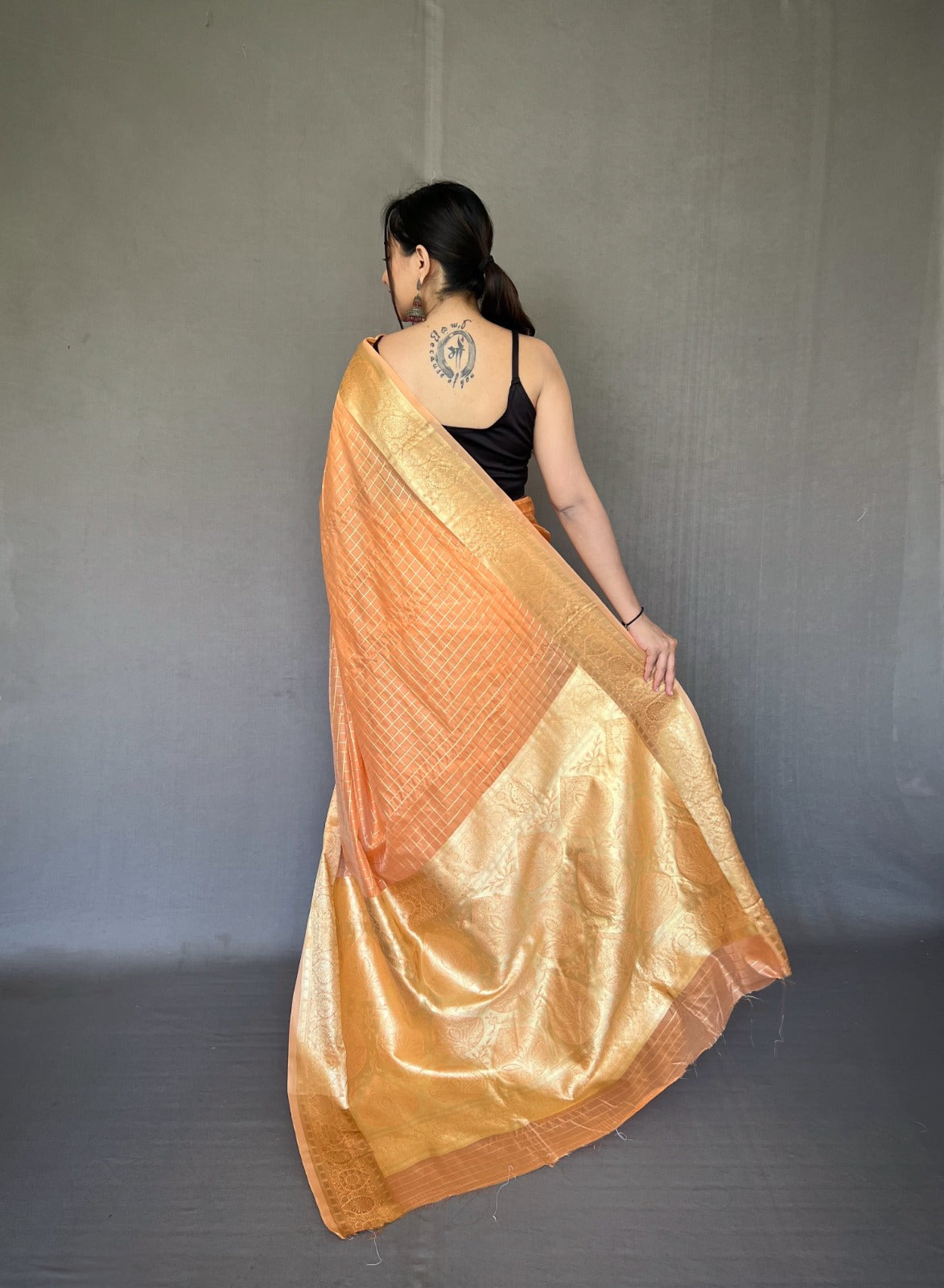 Beautiful Designer Organza Checks Saree