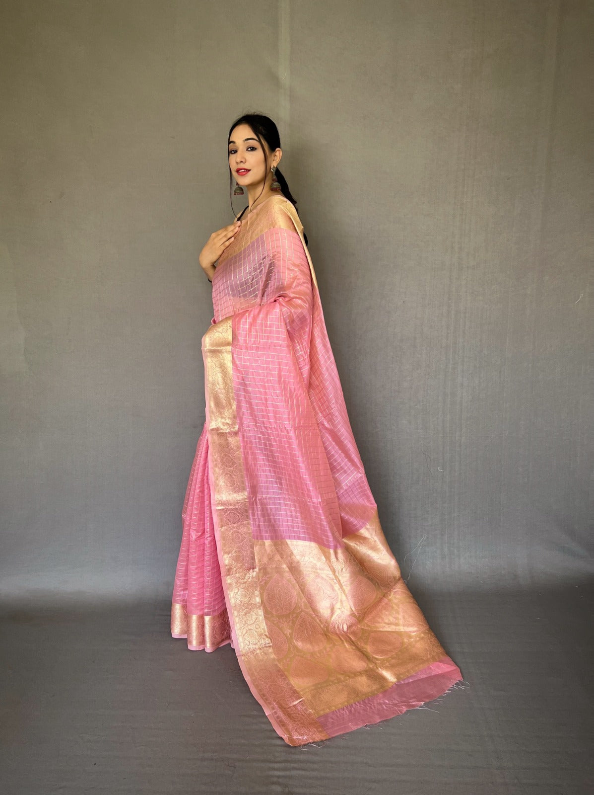 Beautiful Designer Organza Checks Saree