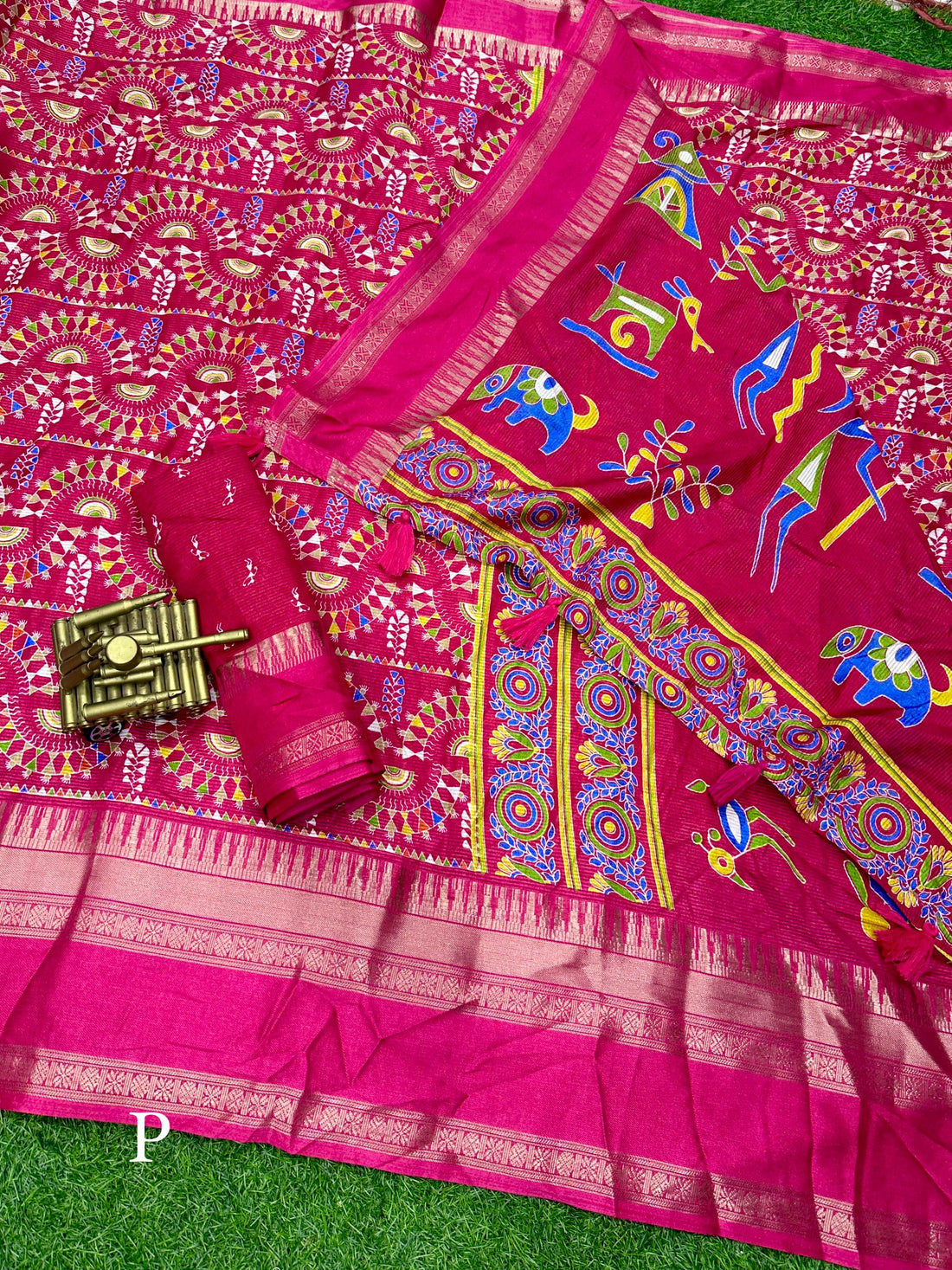 Beautiful Designer Chaitra Kalamkari Print Saree With Zari Boder