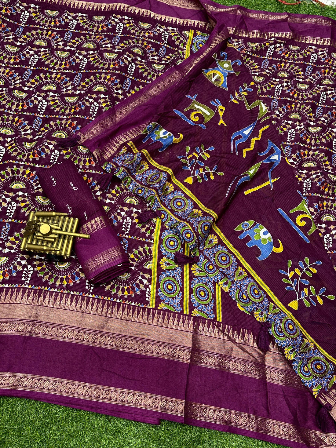 Beautiful Designer Chaitra Kalamkari Print Saree With Zari Boder