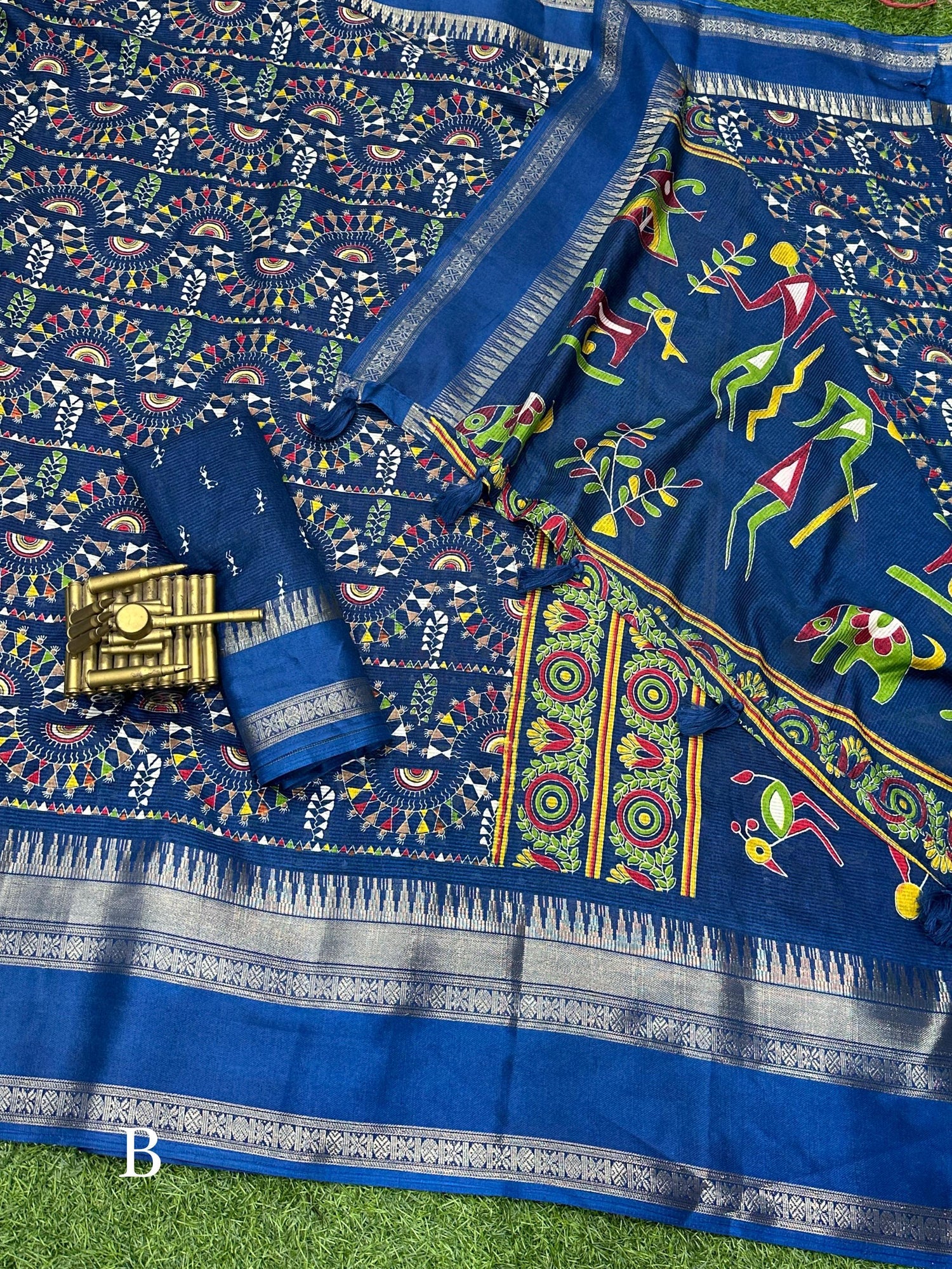 Beautiful Designer Chaitra Kalamkari Print Saree With Zari Boder