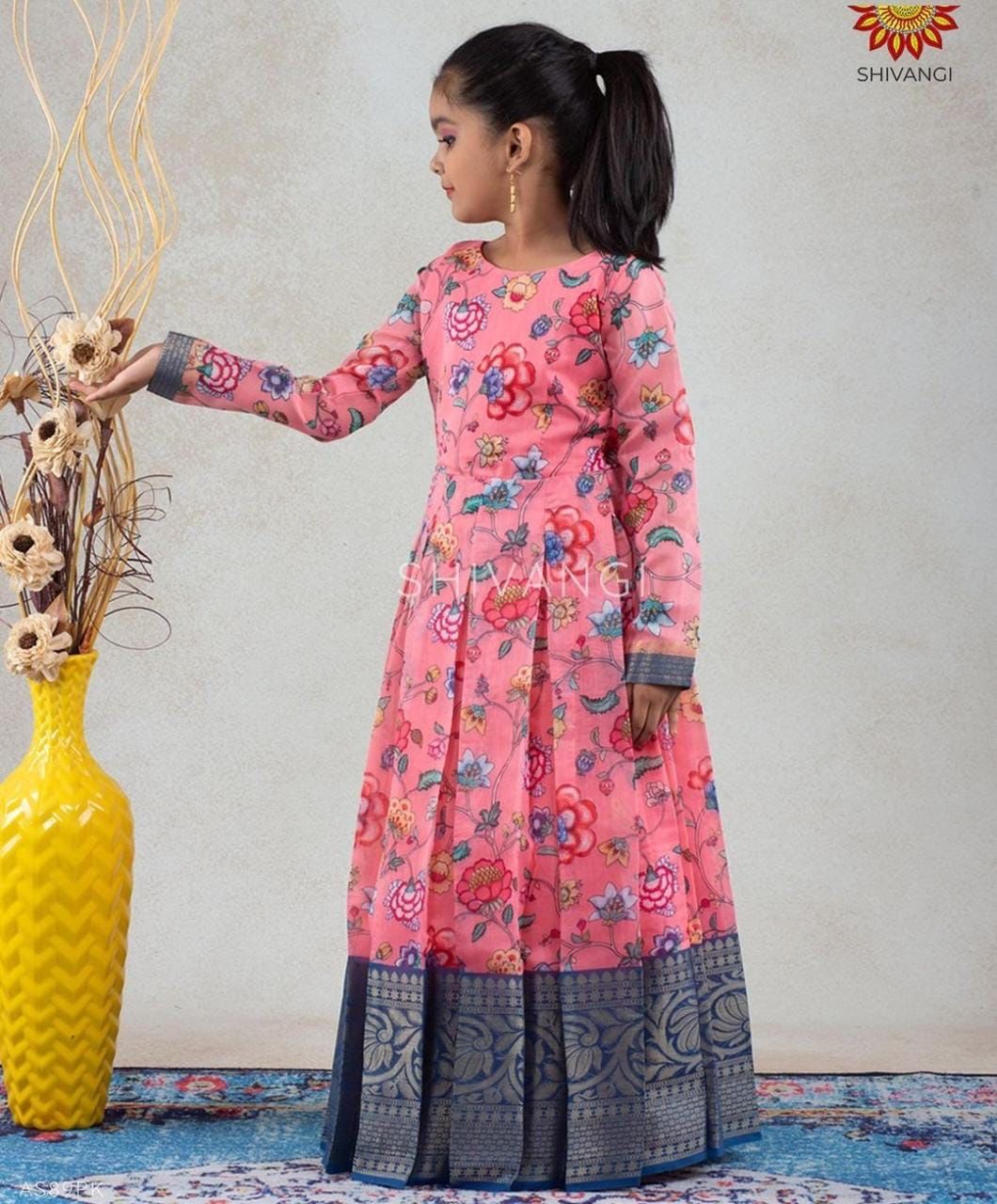 Beautiful Designer Kids Soft Zari Silk Gown