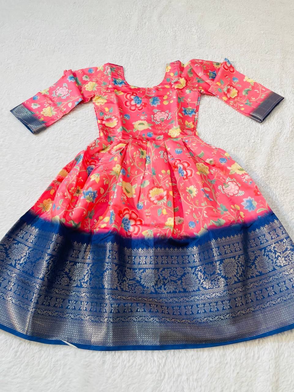 Beautiful Designer Kids Soft Zari Silk Gown