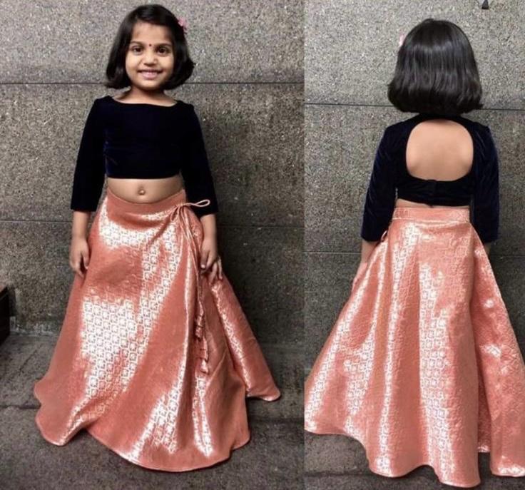 Beautiful Designer Kids Crop Top Pure Heavy Silk