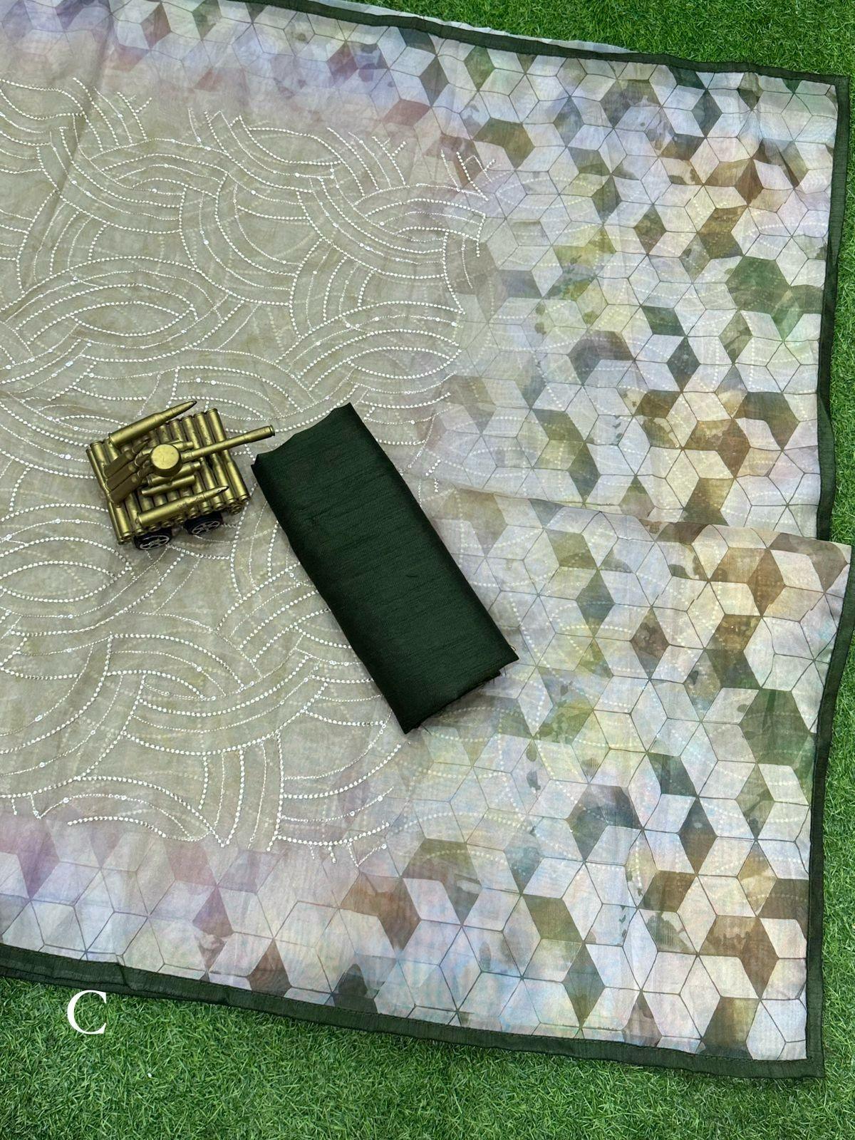 Beautiful Designer Pure Organza Saree (1399 X 05)