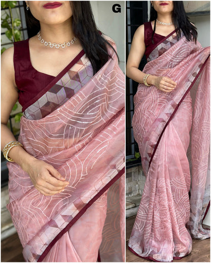 Beautiful Designer Pure Organza Saree (1399 X 05)