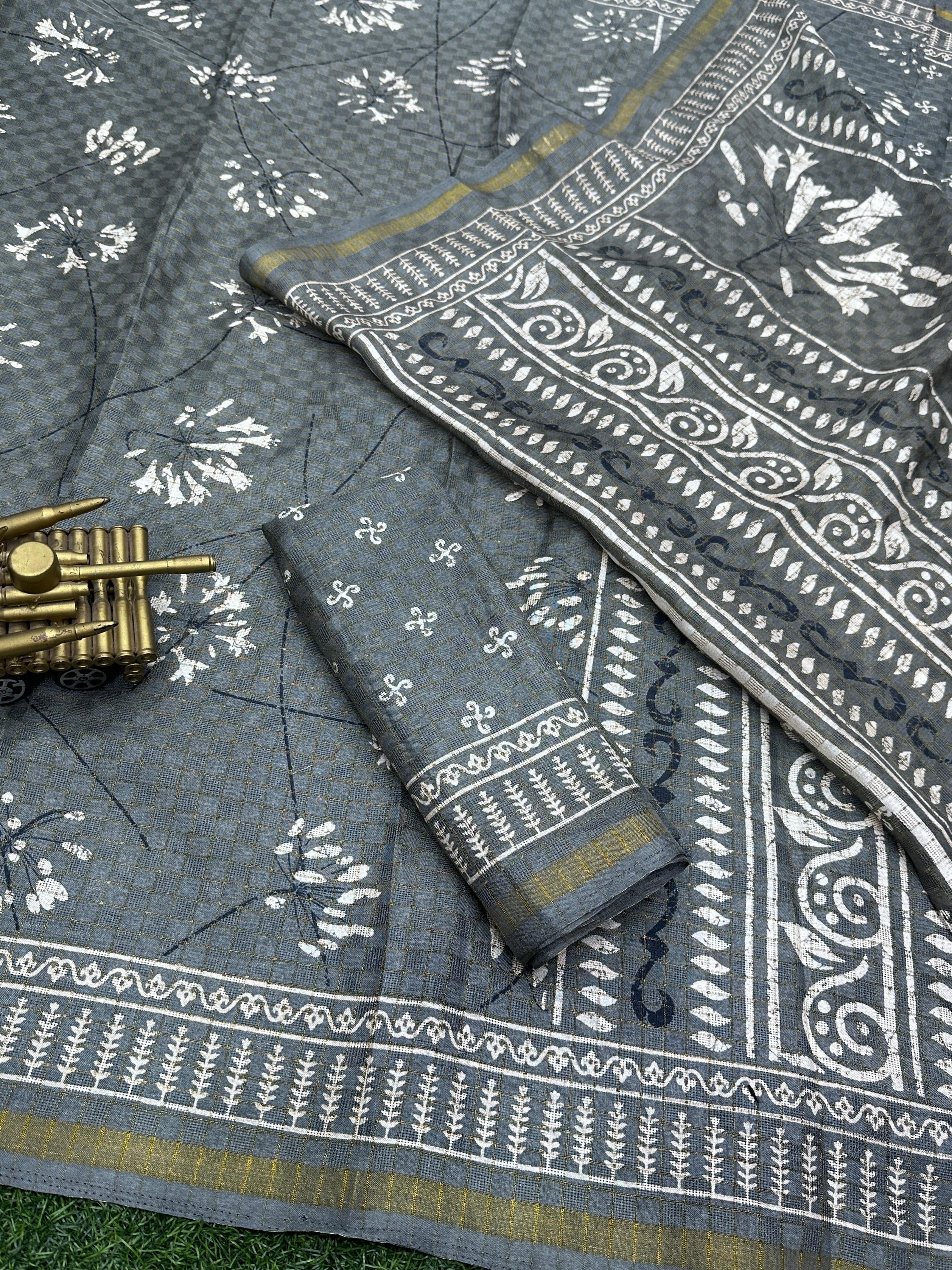 Party Wear Shivani Printed Cotton Jute Saree (699x6)
