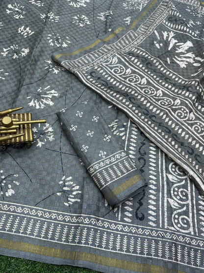 Party Wear Shivani Printed Cotton Jute Saree (699x6)