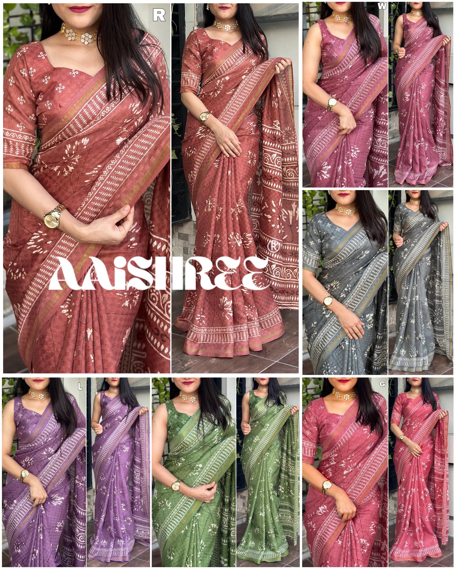 Party Wear Shivani Printed Cotton Jute Saree (699x6)