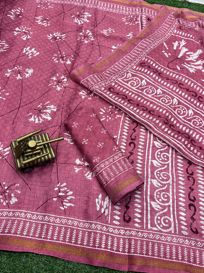 Party Wear Shivani Printed Cotton Jute Saree (699x6)
