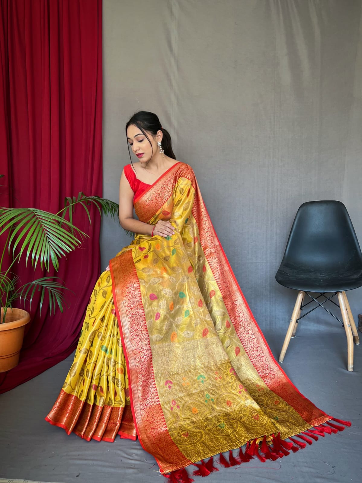 Beautiful Designer Sitara Jaal Pure Tissue Silk Saree