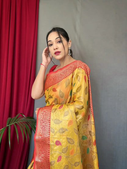 Beautiful Designer Sitara Jaal Pure Tissue Silk Saree