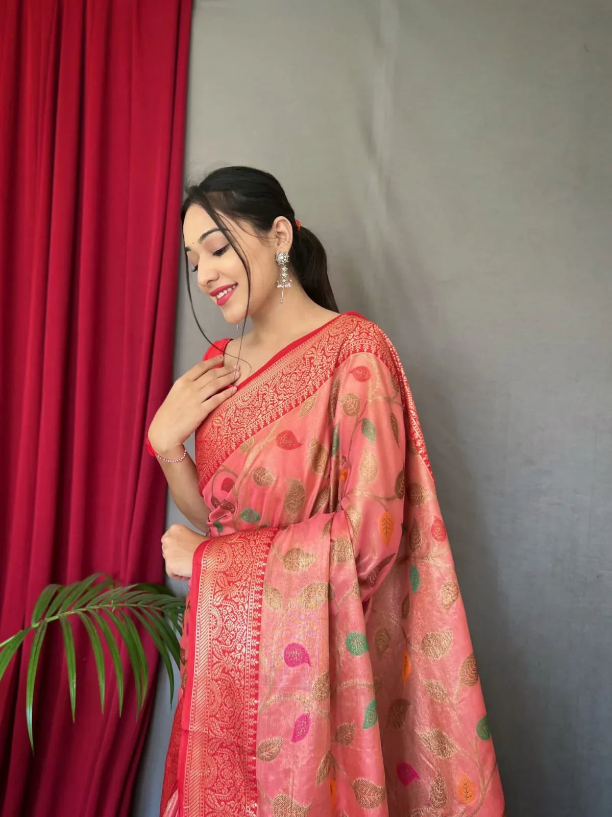 Beautiful Designer Sitara Jaal Pure Tissue Silk Saree