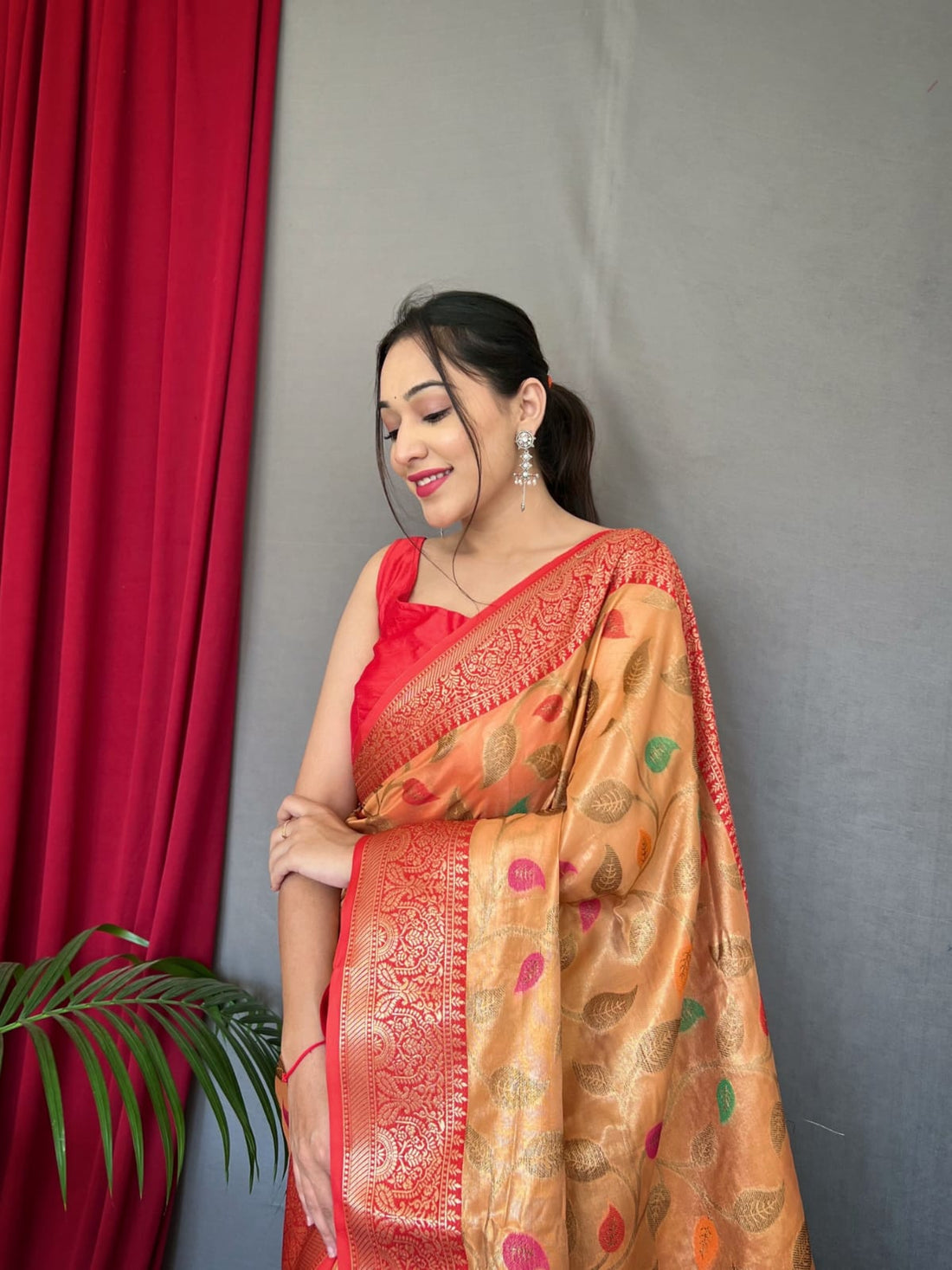 Beautiful Designer Sitara Jaal Pure Tissue Silk Saree
