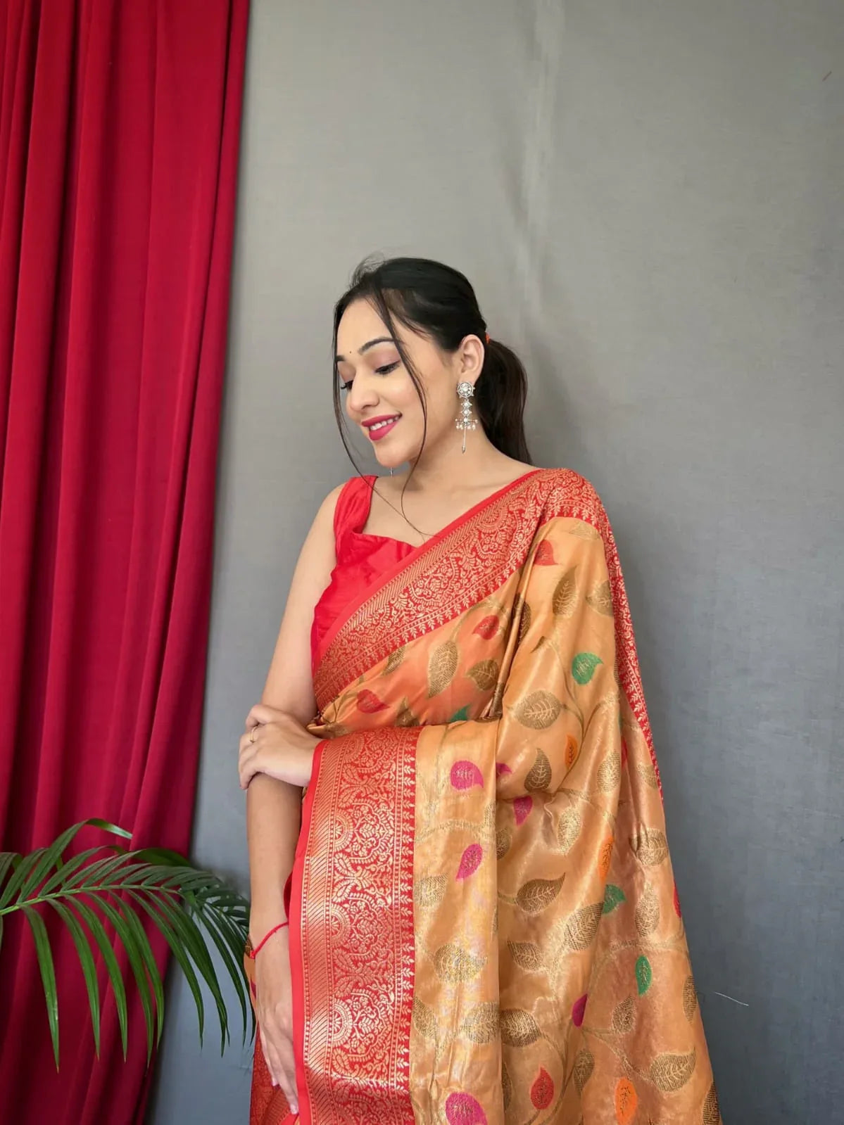Beautiful Designer Sitara Jaal Pure Tissue Silk Saree