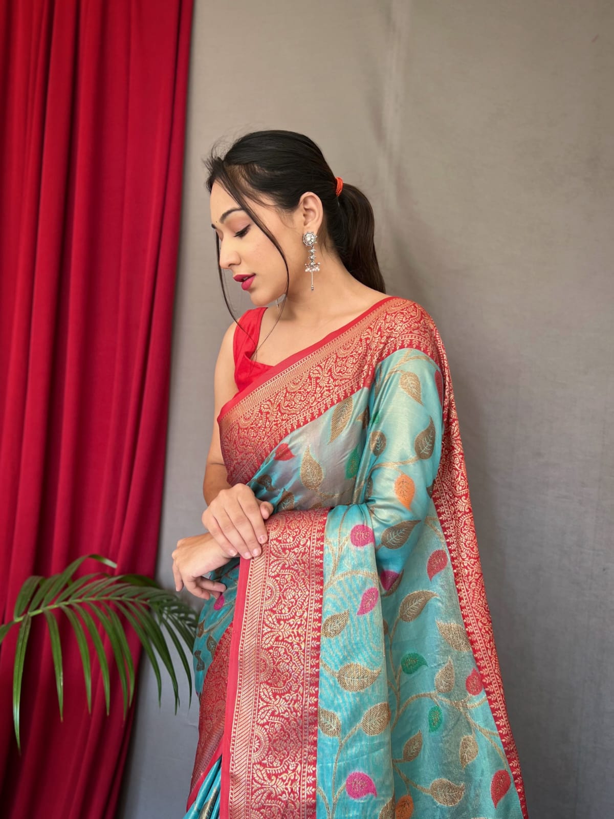 Beautiful Designer Sitara Jaal Pure Tissue Silk Saree