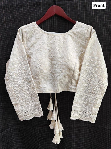 Designer Hakoba Pompom Pure Camric Hakoba Zara Blouse