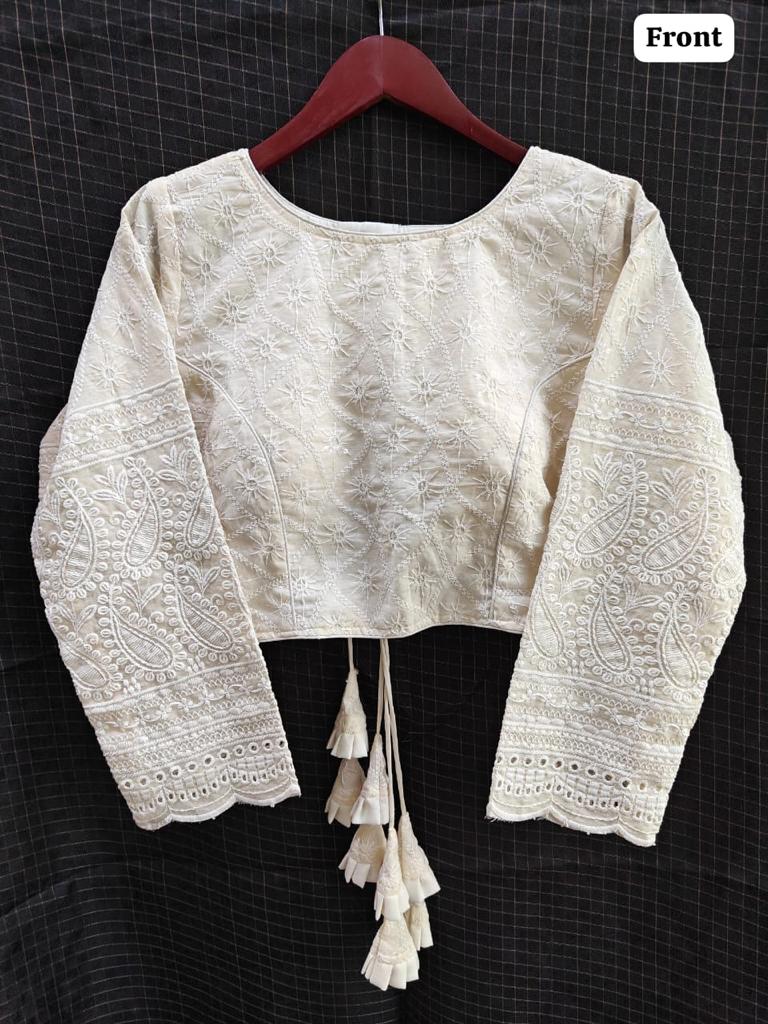 Designer Hakoba Pompom Pure Camric Hakoba Zara Blouse