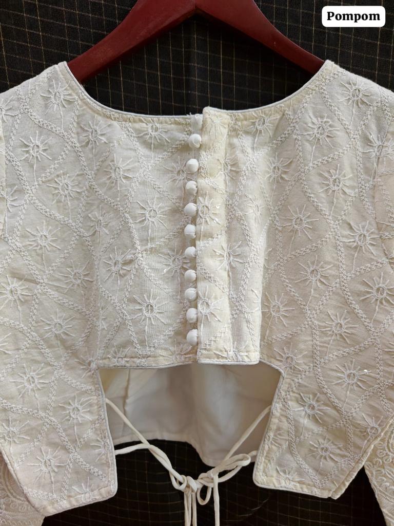 Designer Hakoba Pompom Pure Camric Hakoba Zara Blouse