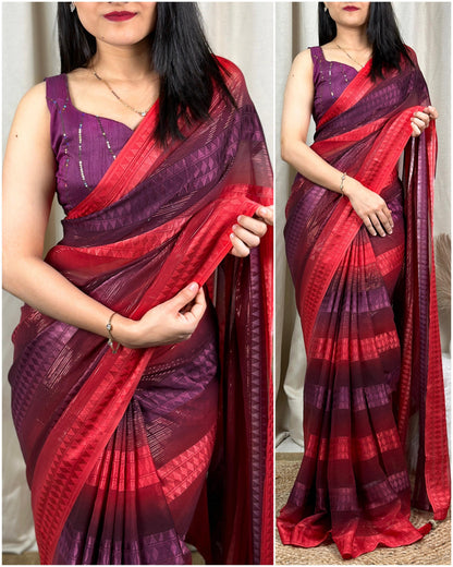 Beautiful Premium Georgette Self Jacquard Saree (899x6)
