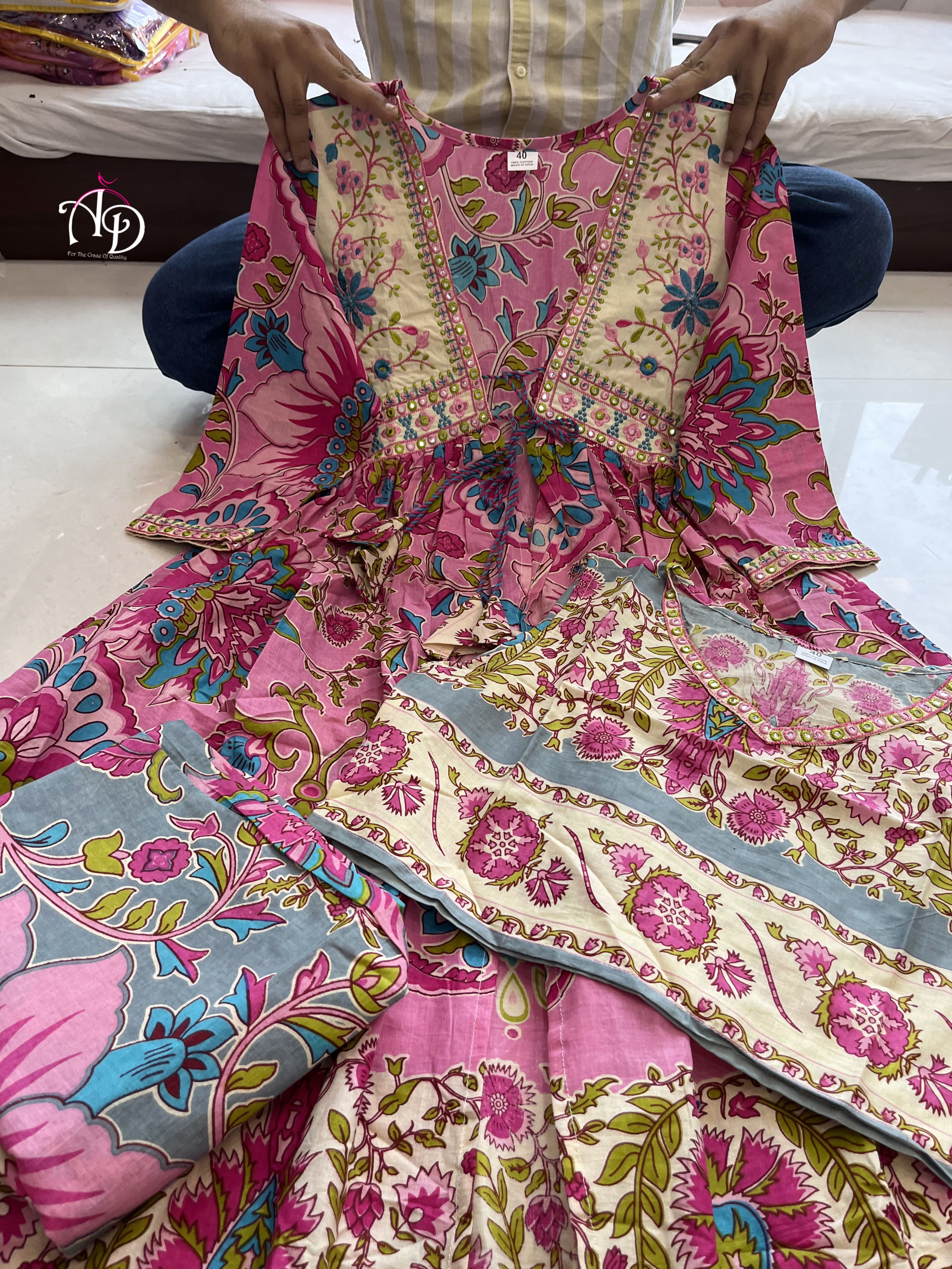 Designer Premium Rajwadi Shurg Pure Cotton 60 60 Suit