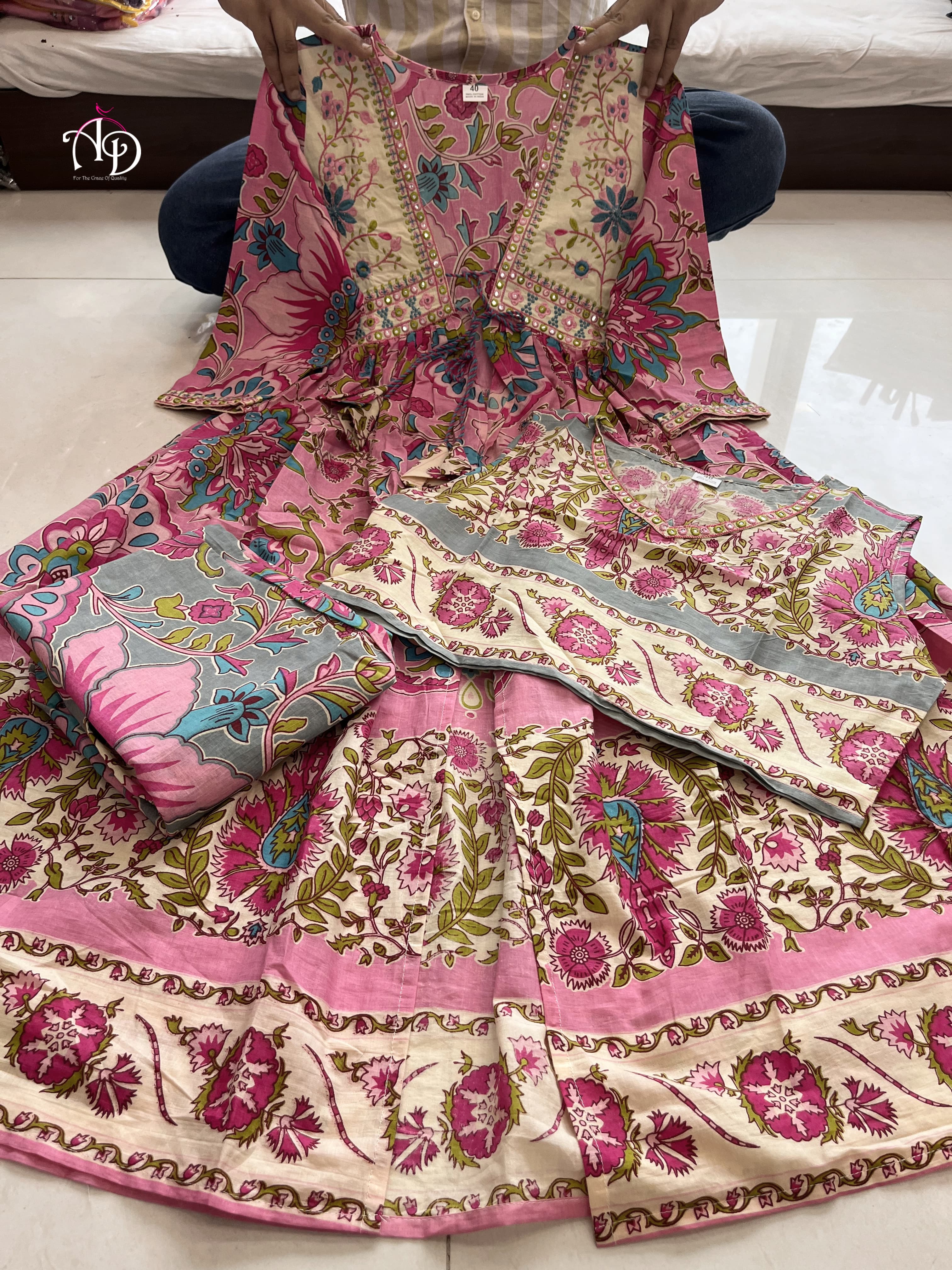 Designer Premium Rajwadi Shurg Pure Cotton 60 60 Suit