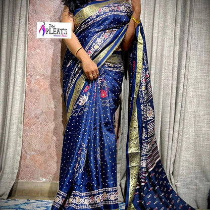 Beautiful Premium Bandhej Special Dola Silk Viscos Border Saree (799x6)