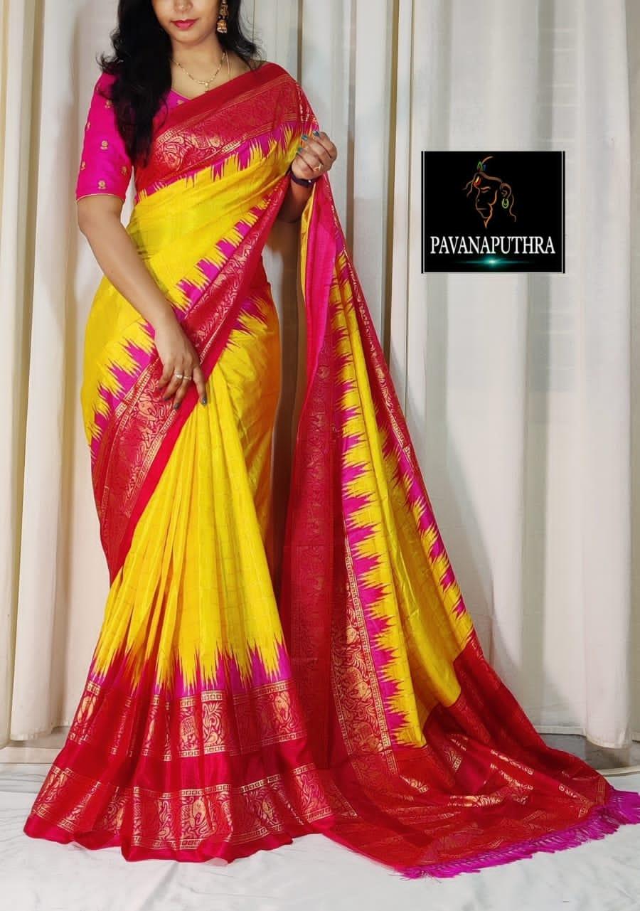 Beautiful Premium Patola Hevy Dola Silk Saree  (550x8)