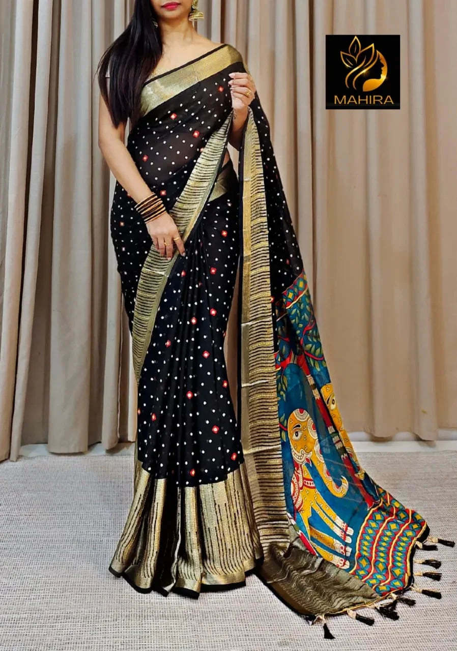 Beautiful Premium Bandhani Chiffon Saree (699x8)