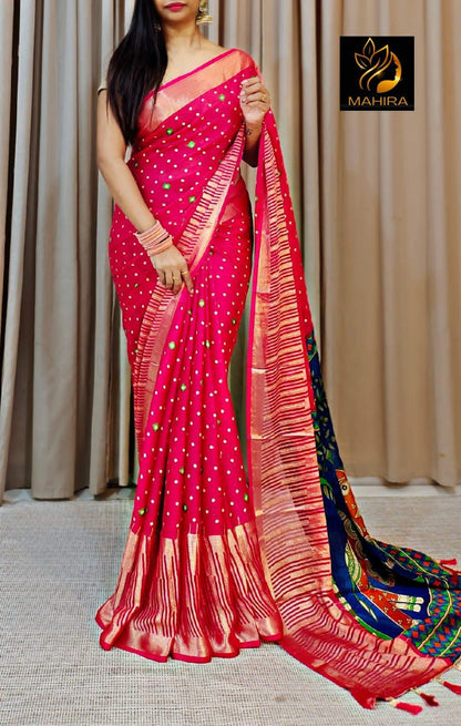 Beautiful Premium Bandhani Chiffon Saree (699x8)
