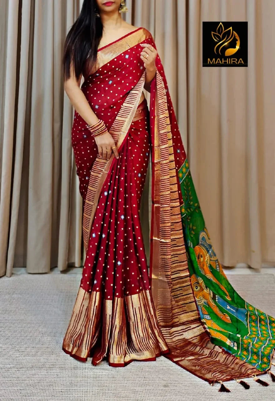 Beautiful Premium Bandhani Chiffon Saree (699x8)