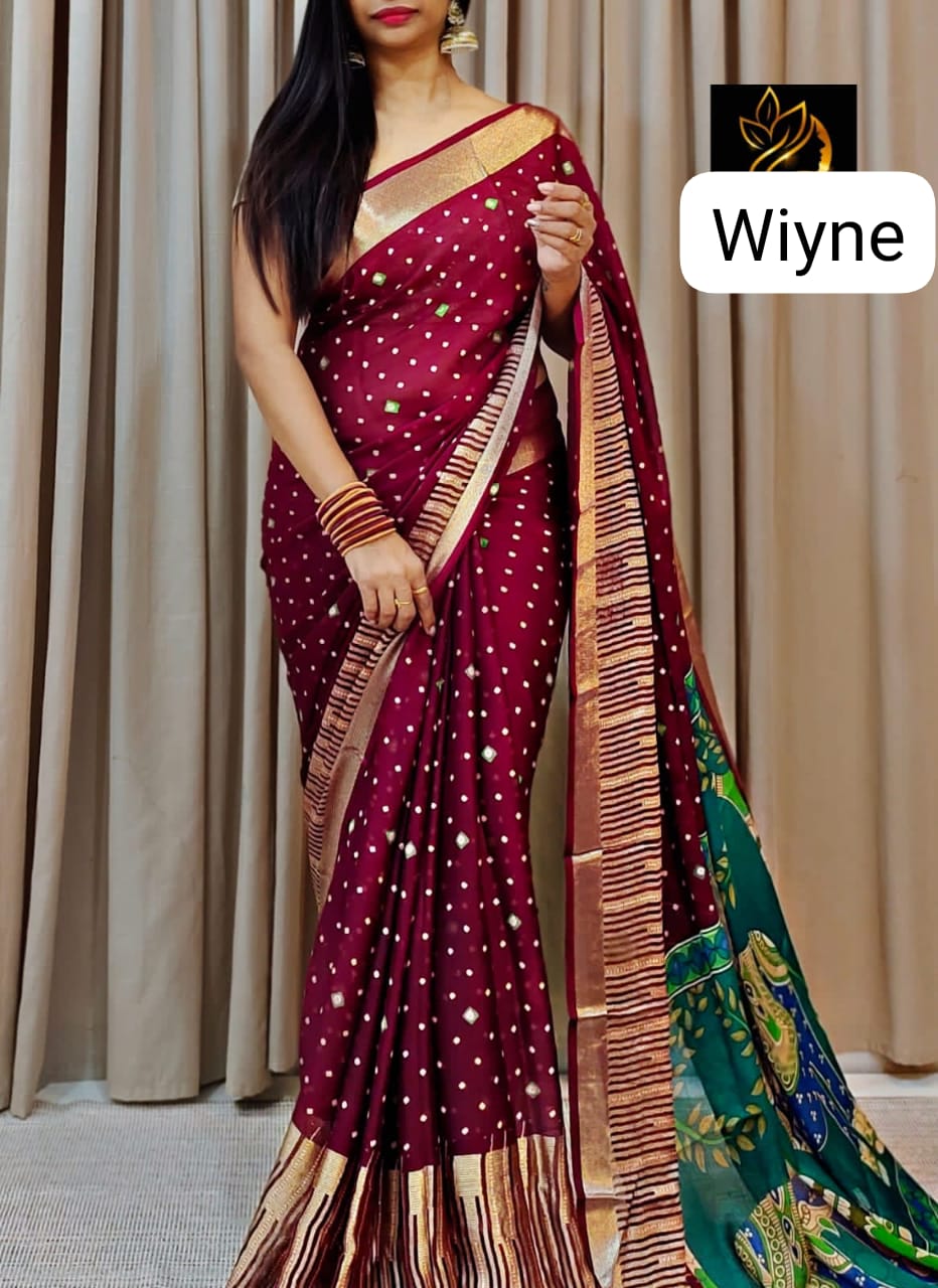Beautiful Premium Bandhani Chiffon Saree (699x8)