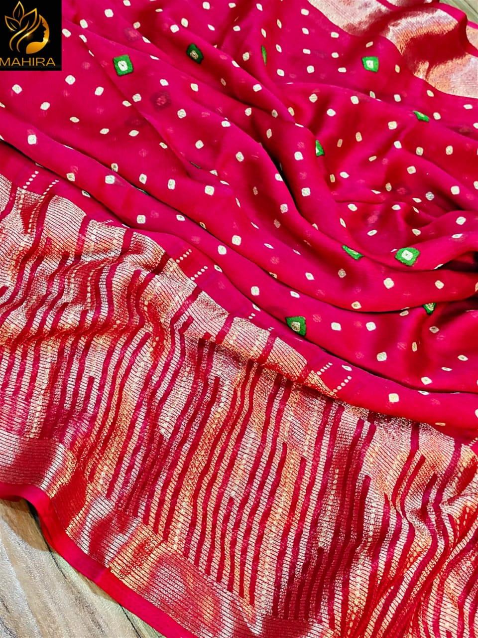 Beautiful Premium Bandhani Chiffon Saree (699x8)