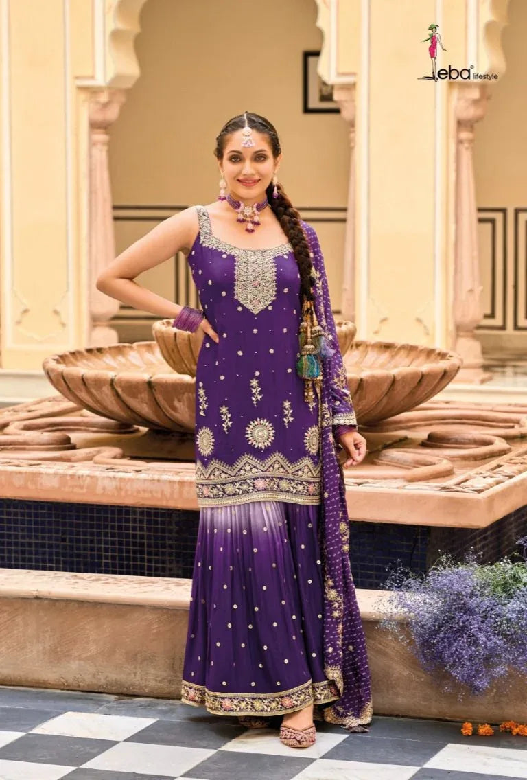 Eba Lifestyle Alfaaz Wedding Wear Embroidery Work Kurti Plazo