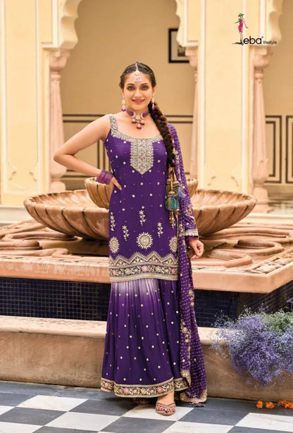 Eba Lifestyle Alfaaz Wedding Wear Embroidery Work Kurti Plazo