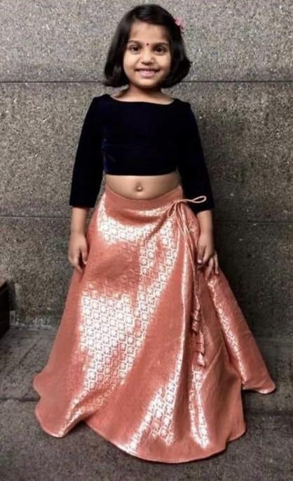 Beautiful Designer Kids Crop Top Pure Heavy Silk