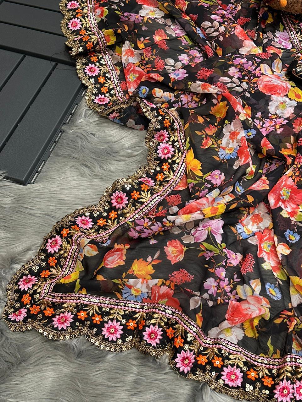 Beautiful Designer Soft Georgette Prachi Digital Print Saree