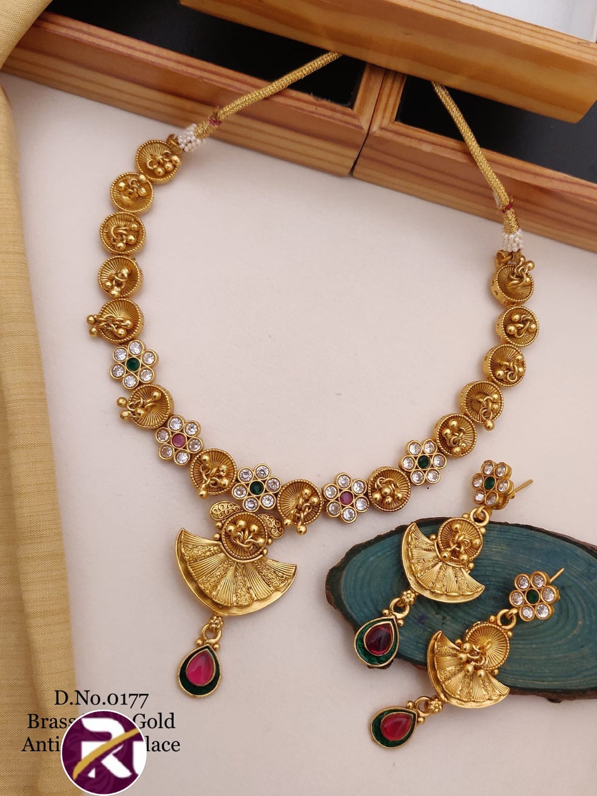 Beautiful High Gold Plated Antique Rajwadi Necklace set with Earrings