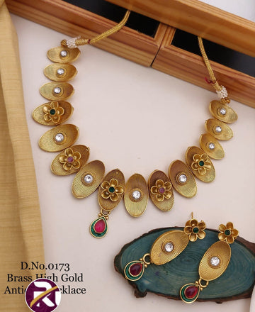 Beautiful High Gold Plated Antique Rajwadi Necklace set with Earrings