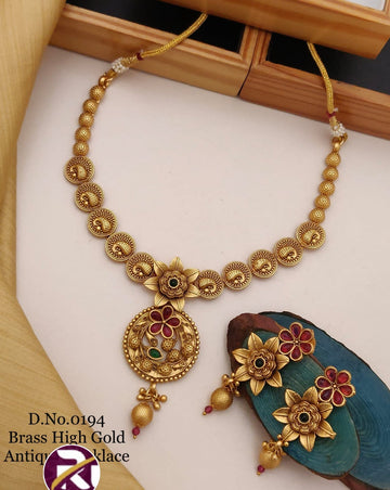 Beautiful High Gold Plated Antique Rajwadi Necklace set with Earrings