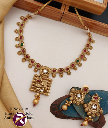 Beautiful High Gold Plated Antique Rajwadi Necklace set with Earrings