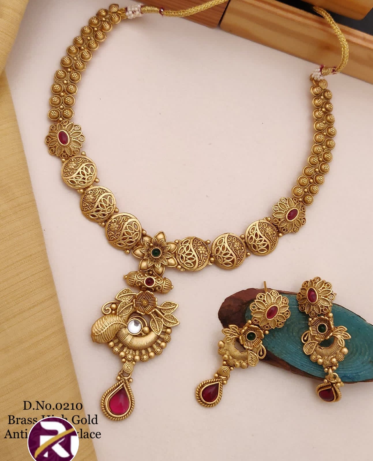 Beautiful High Gold Plated Antique Rajwadi Necklace set with Earrings
