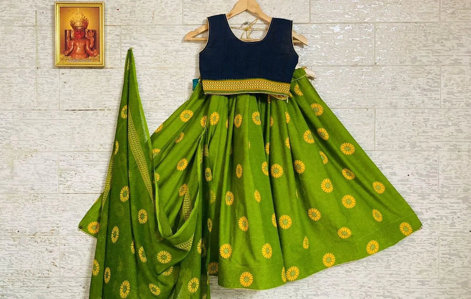 Beautiful Designer Kids Kalamkari Silk Lehenga Choli