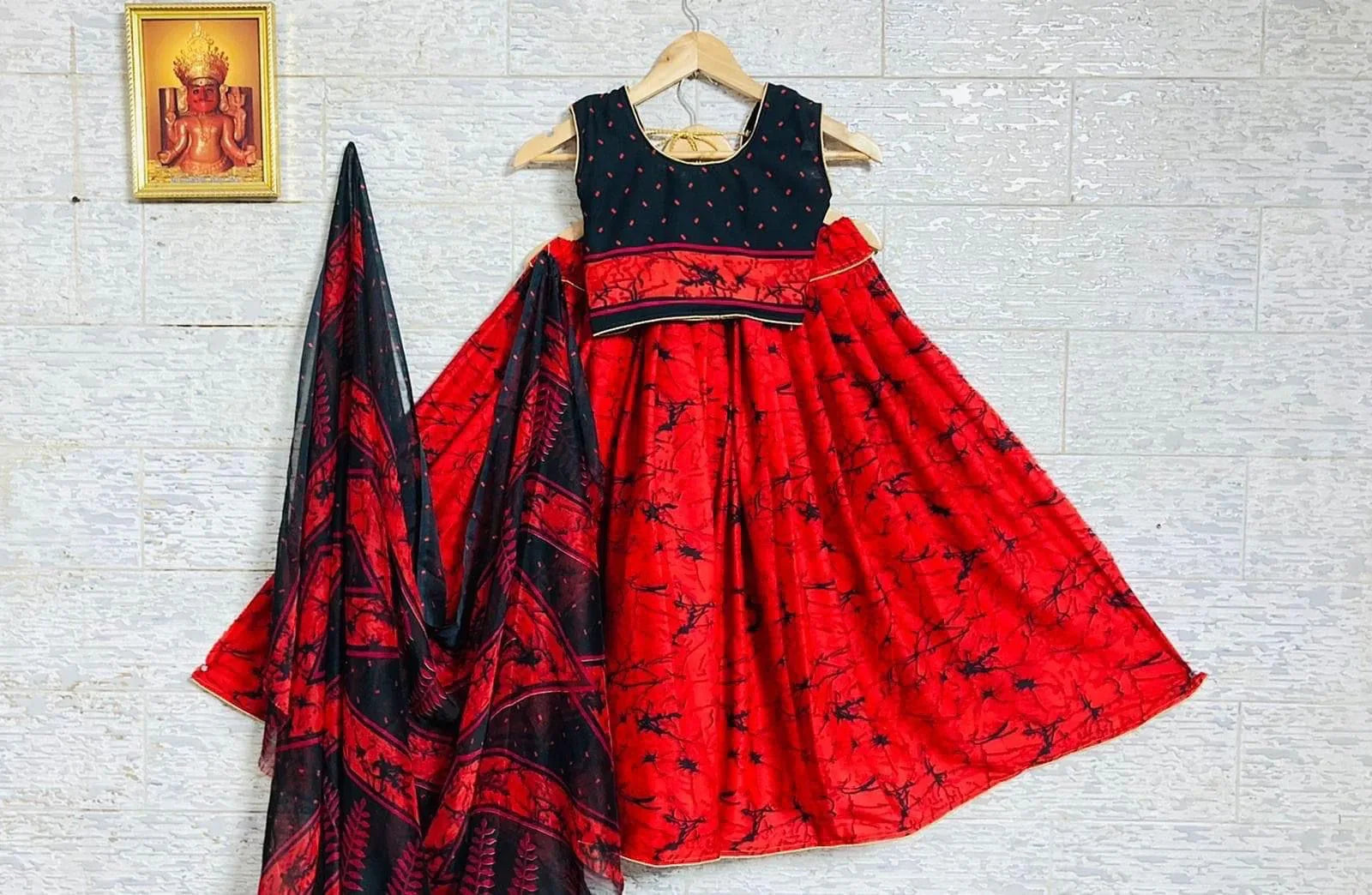 Beautiful Designer Kids Kalamkari Silk Lehenga Choli