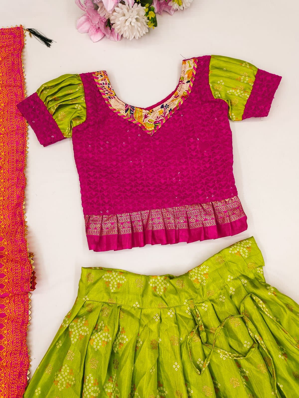 Beautiful Designer Kids Zari Foil-Work Lehenga Choli