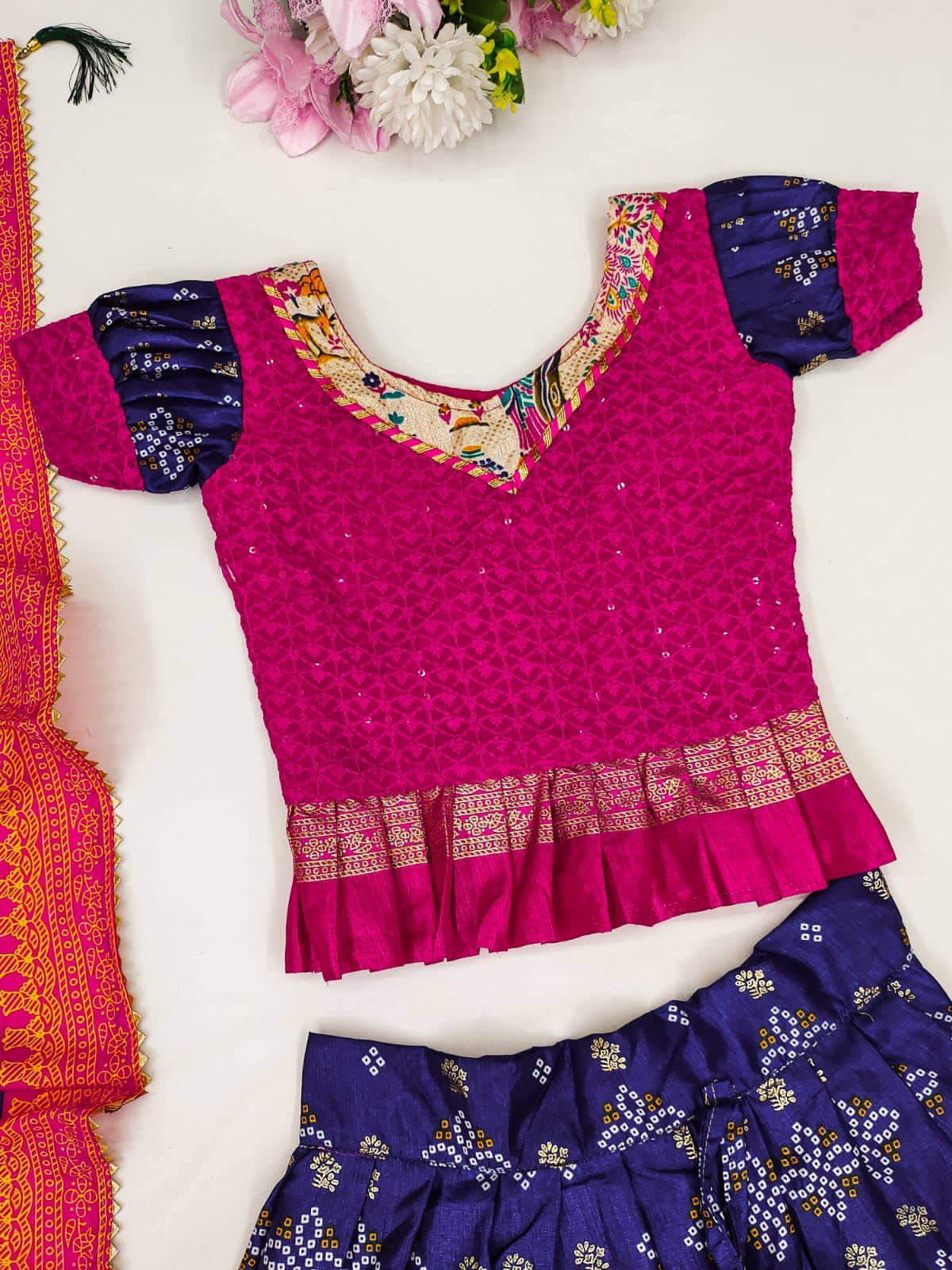 Beautiful Designer Kids Zari Foil-Work Lehenga Choli