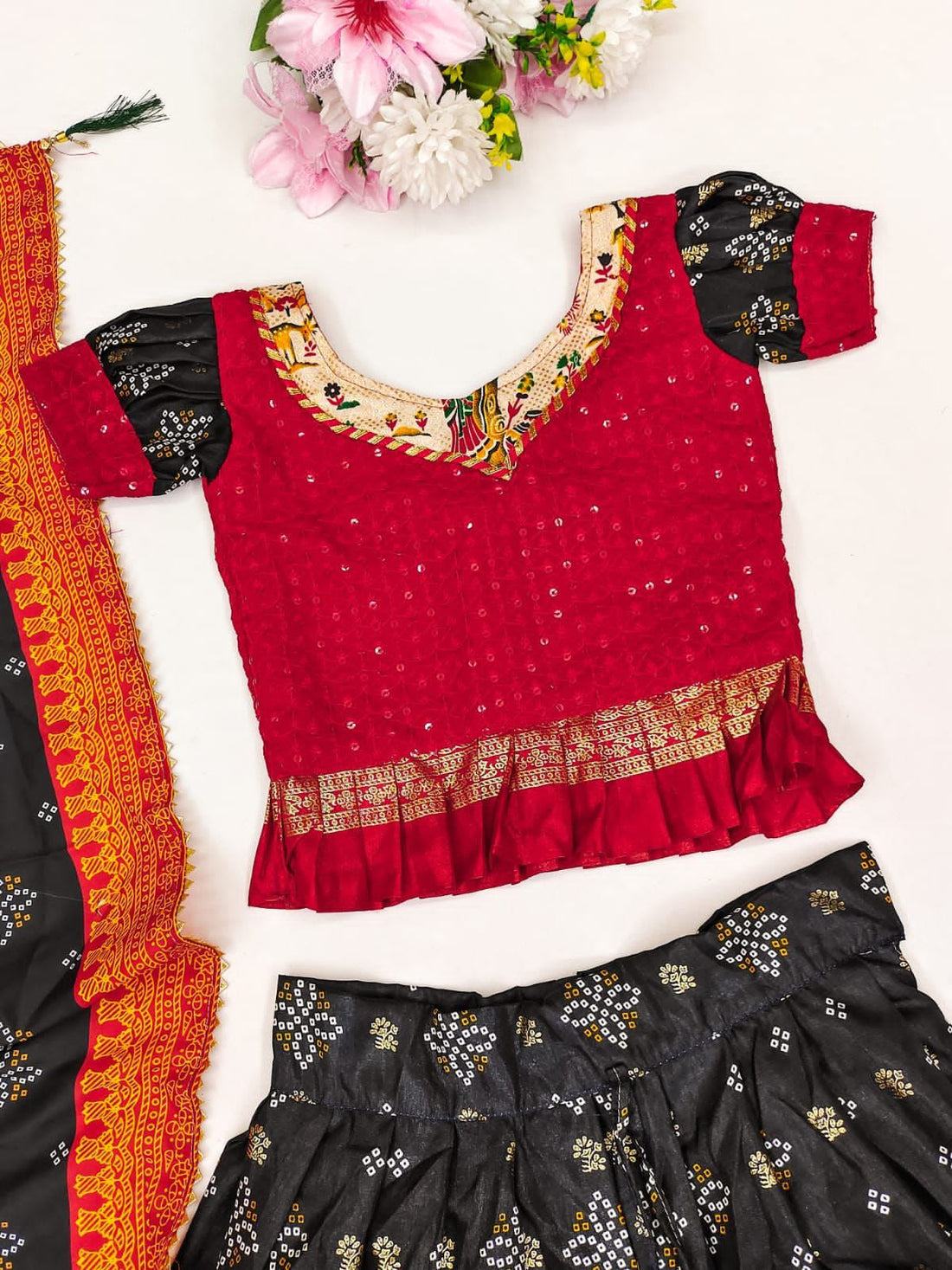 Beautiful Designer Kids Zari Foil-Work Lehenga Choli