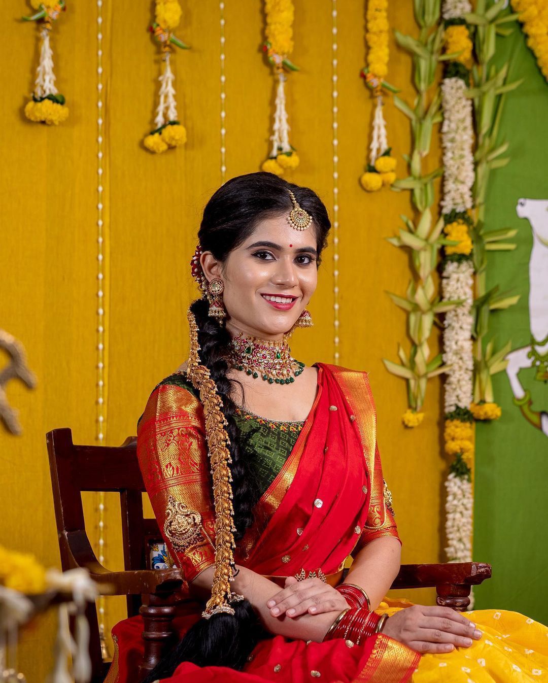 Beautiful Kanjiveram Silk Pure Zari HALF Saree with Blouse Along With Dupptta